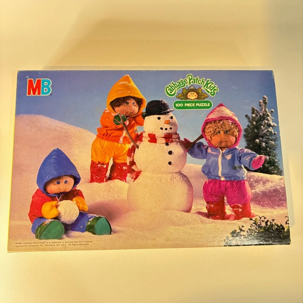 Vintage 1984 Cabbage Patch Kids 100 Piece Puzzle Milton Bradley Snowman 4476-4